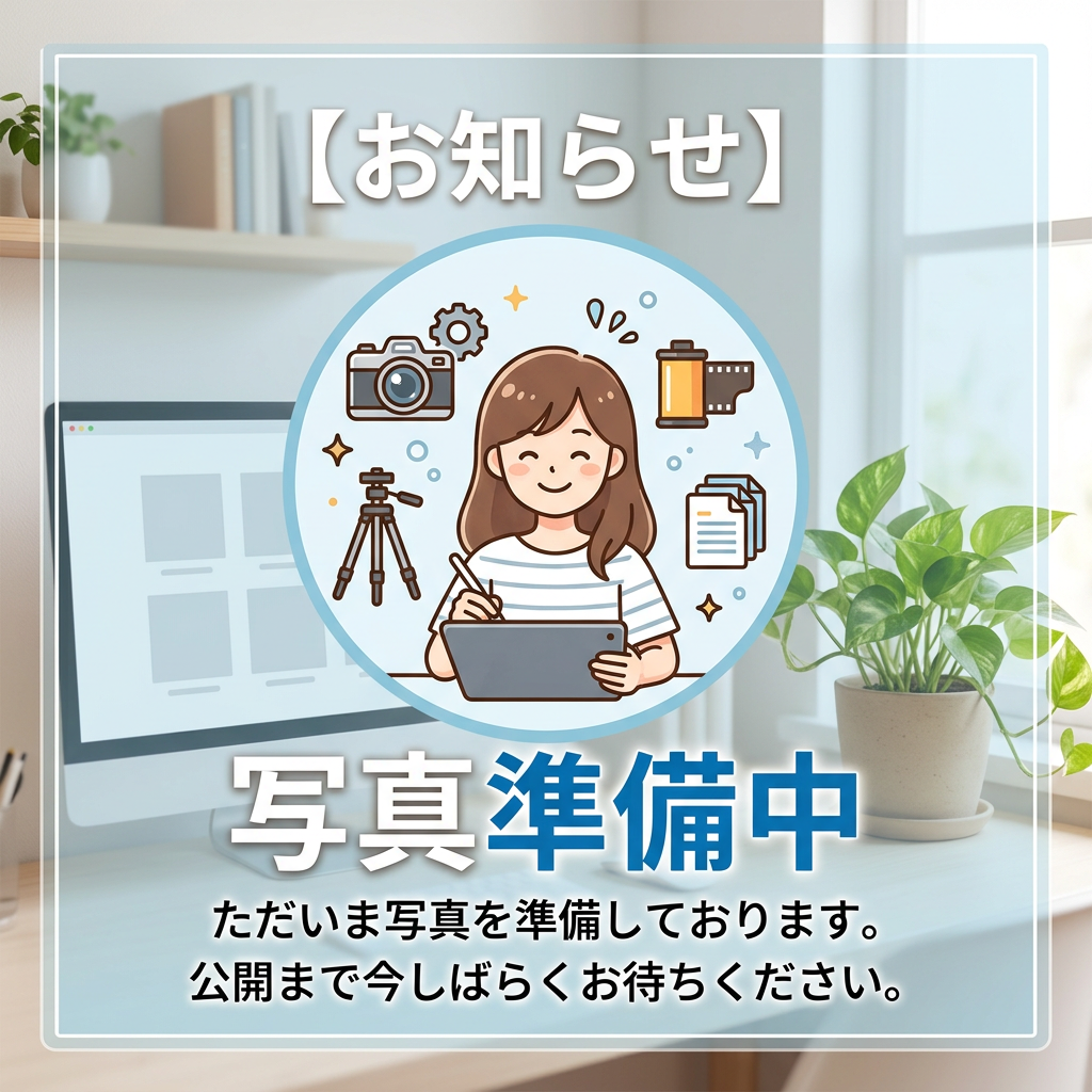 Japanese announcement saying photos are being prepared and asking viewers to wait